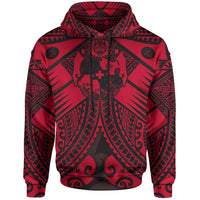 Tonga Polynesian Hoodie Tonga Red Seal with Polynesian tattoo Unisex Red - Polynesian Pride