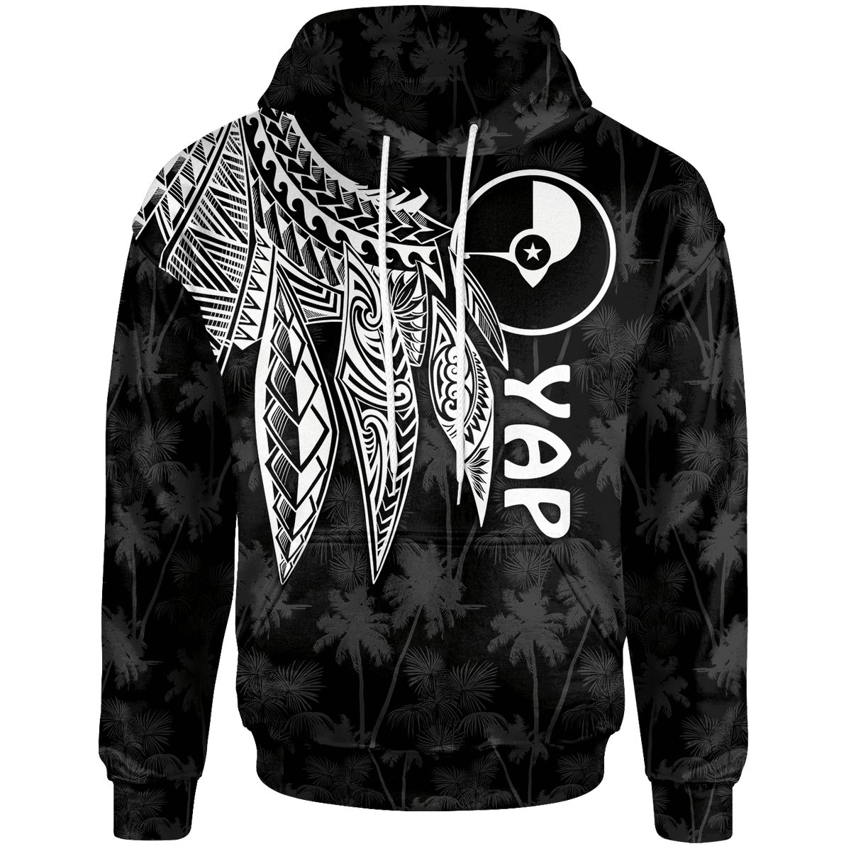 Yap Hoodie Polynesian Wings (White) Unisex White - Polynesian Pride