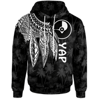 Yap Hoodie Polynesian Wings (White) Unisex White - Polynesian Pride