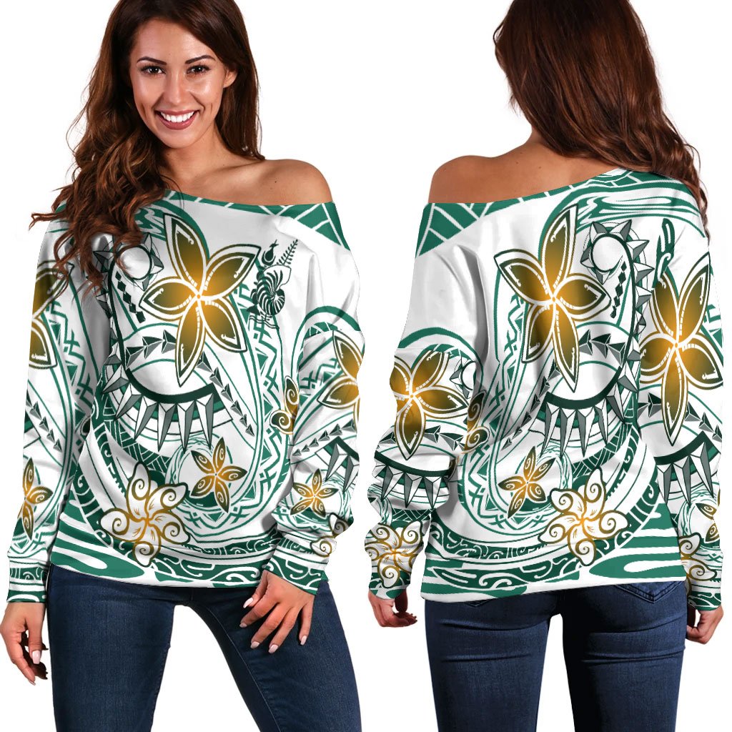 New Caledonia Women's Off Shoulder Sweaters - Spring Style Green - Polynesian Pride