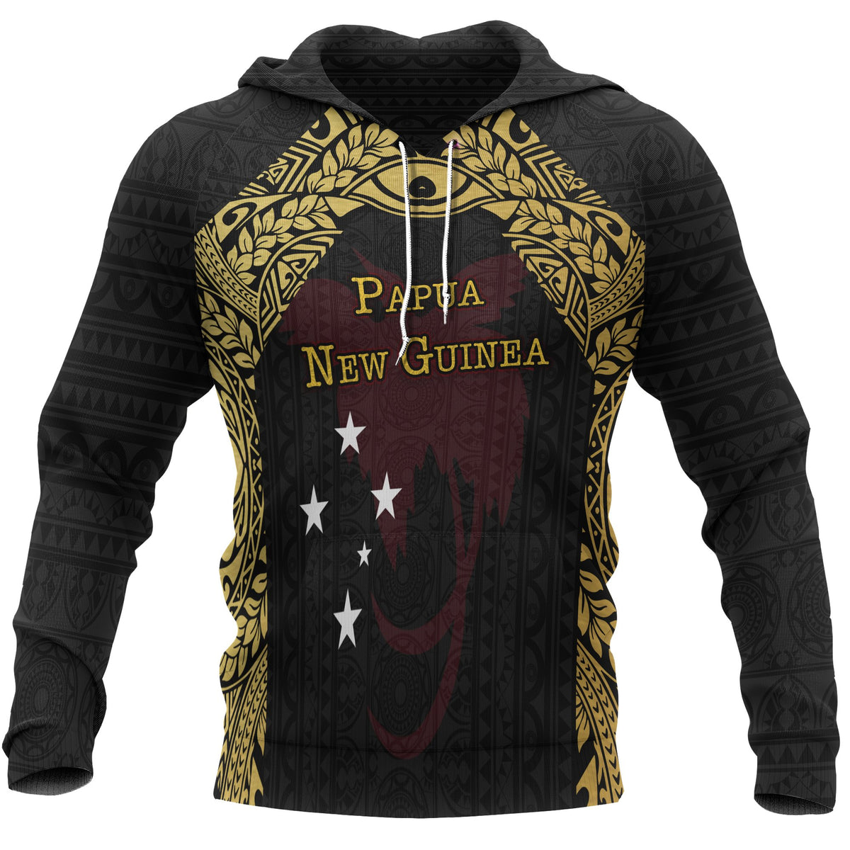 Papua New Guinea Hoodie Erudite Eye Unisex Black Gold - Polynesian Pride
