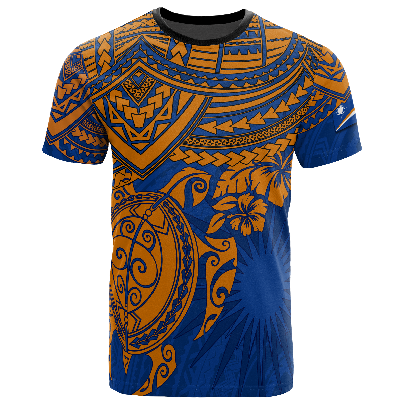 Marshall Islands Polynesian T Shirt Marshall Islands Flag Blue Turtle Hibiscus Unisex Blue - Polynesian Pride