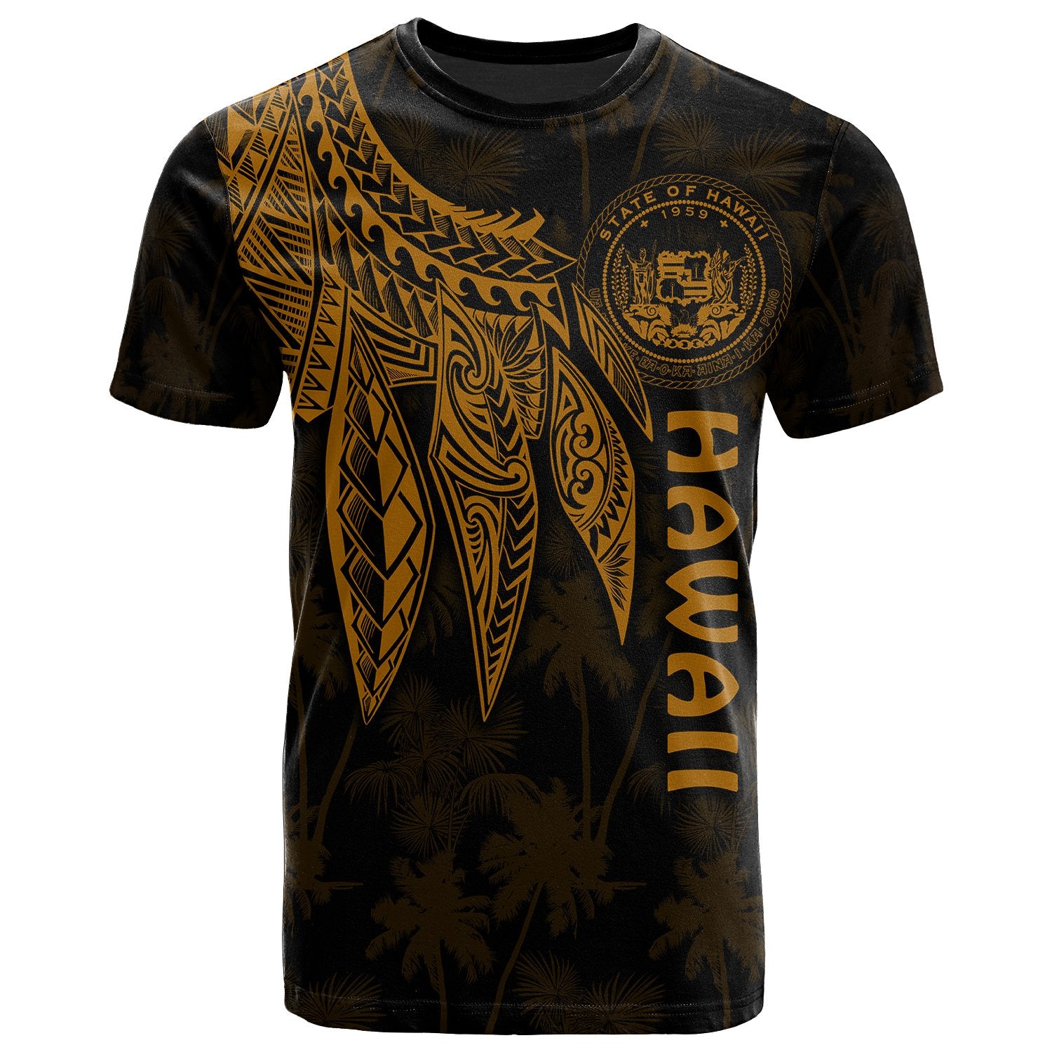 Polynesian Hawaii T shirt Polynesian Wings (Golden) Unisex Golden - Polynesian Pride