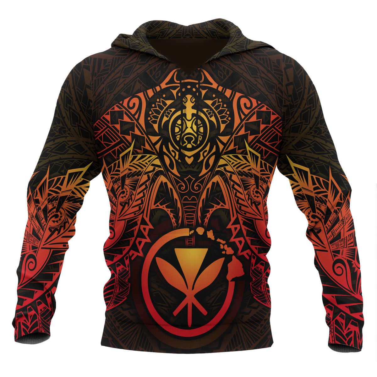 Polynesian Hawaii Hoodie Red Turtle Manta Ray Unisex RED - Polynesian Pride