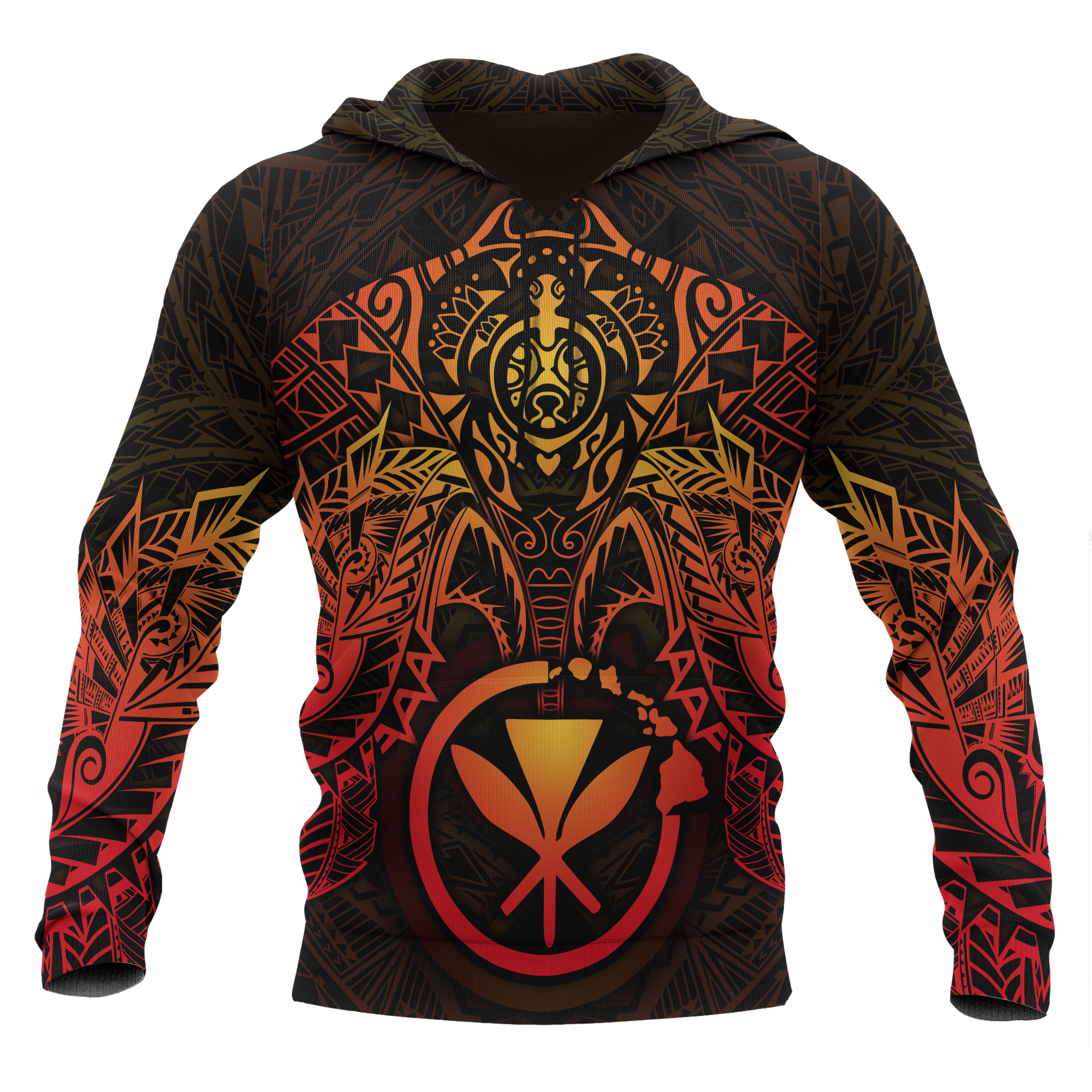 Polynesian Hawaii Hoodie Red Turtle Manta Ray Unisex RED - Polynesian Pride