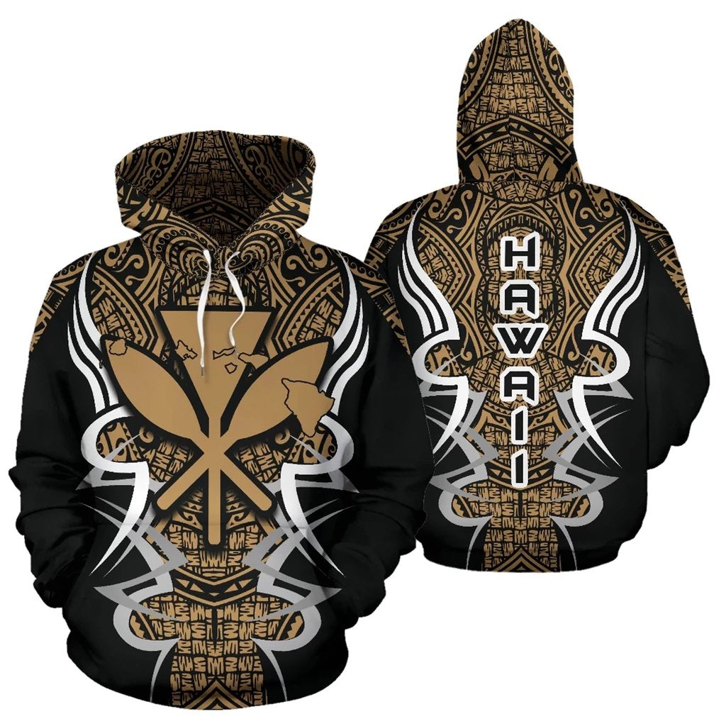 Kanaka Map Hoodie Gold Armor Style Unisex White - Polynesian Pride
