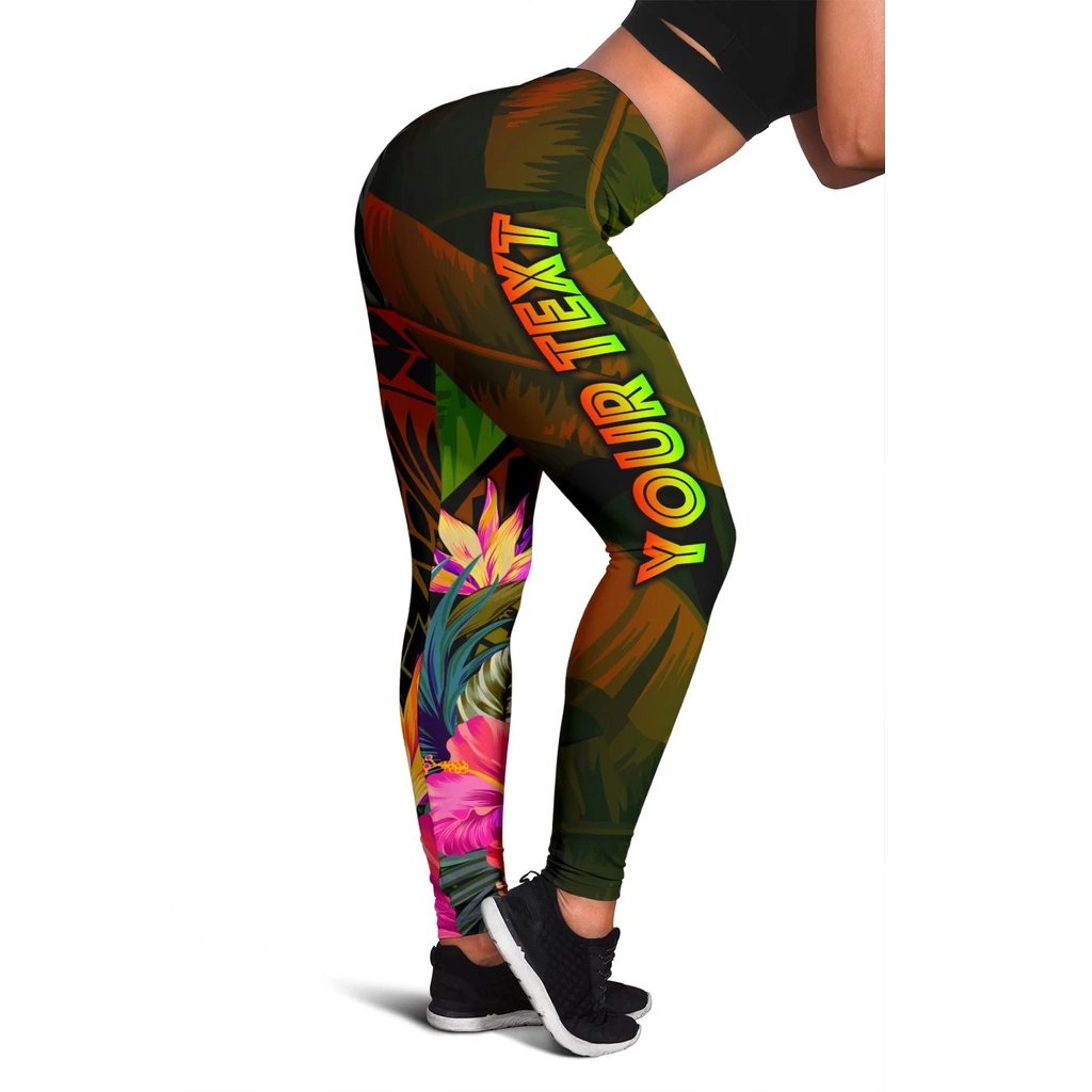 Wallis and Futuna Polynesian Personalised Women's Leggings - Hibiscus and Banana Leaves Reggae - Polynesian Pride