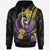 Federated States of Micronesia Custom Hoodie Plumeria Flowers with Polynesian Patterns Unisex Black - Polynesian Pride