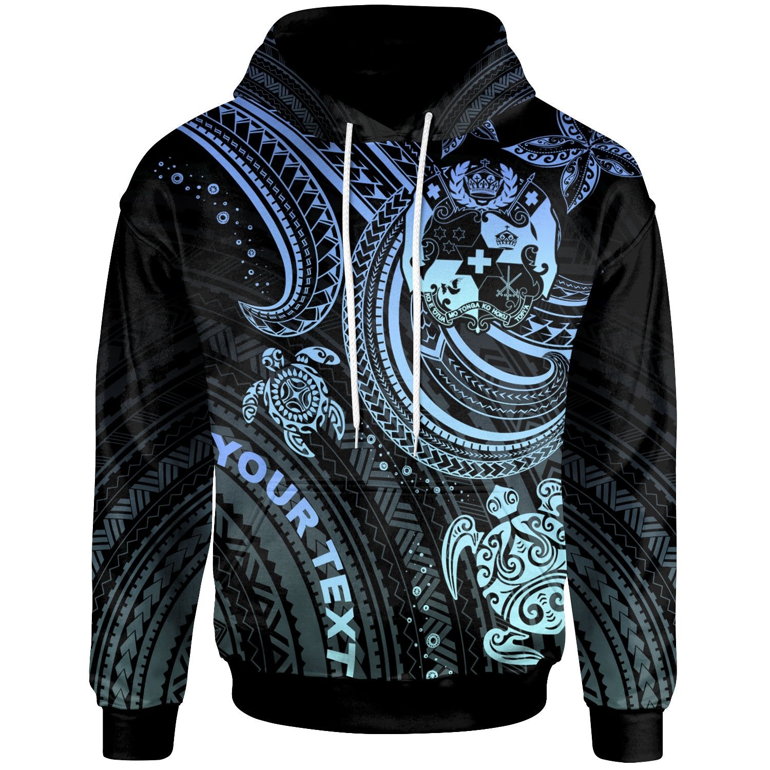 Tonga Custom Hoodie Blue Turtle Unisex Blue - Polynesian Pride