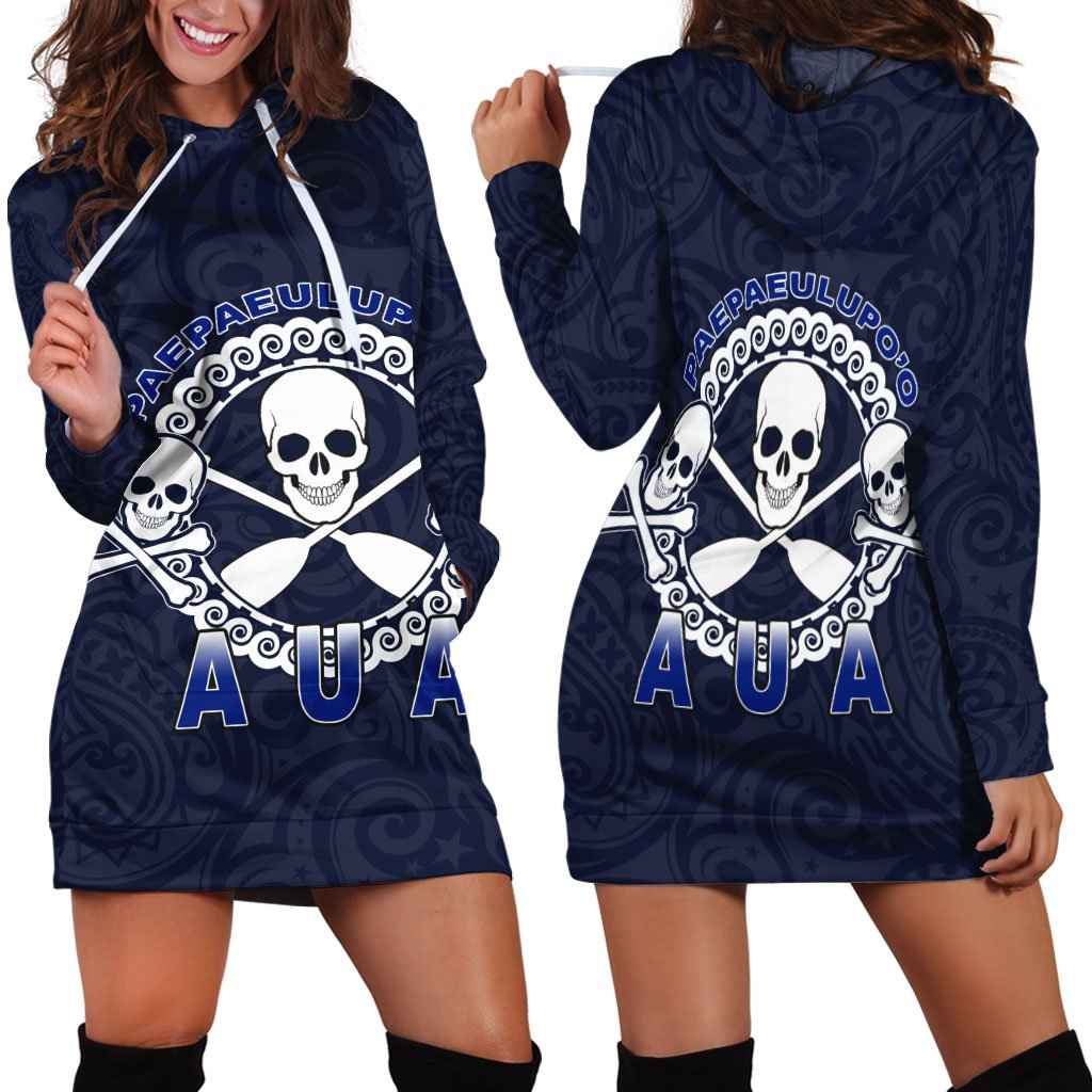 American Samoa Women's Hoodie Dress - Paepaeulupo'o Aua Blue - Polynesian Pride