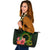 Cook Islands Polynesian Leather Tote Bag - Floral With Seal Flag Color - Polynesian Pride