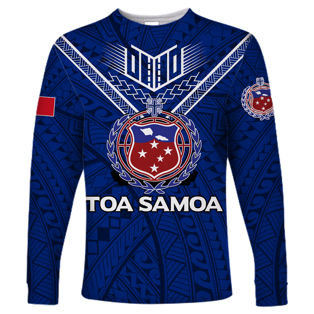 Toa Samoa Rugby Long Sleeve Shirt - Samoan Warrior Pride - LT12 Unisex Blue - Polynesian Pride