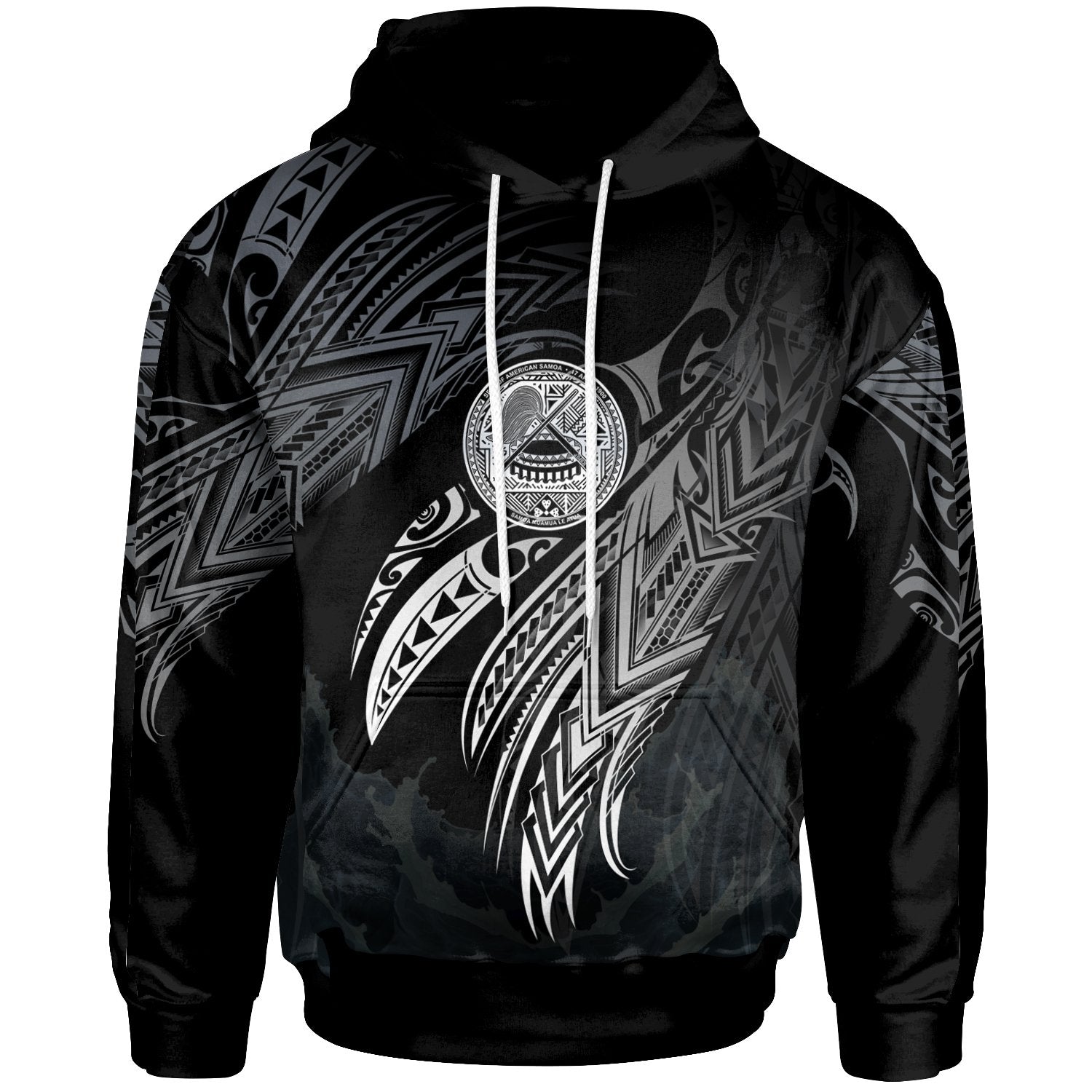 American Samoa Polynesian Hoodie Legend White Version Unisex Black - Polynesian Pride