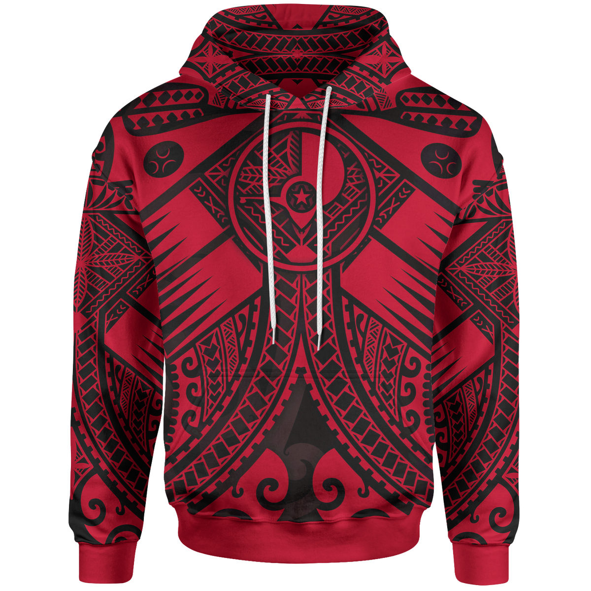 YAP Hoodie Red Seal with Polynesian Tattoo Unisex Red - Polynesian Pride