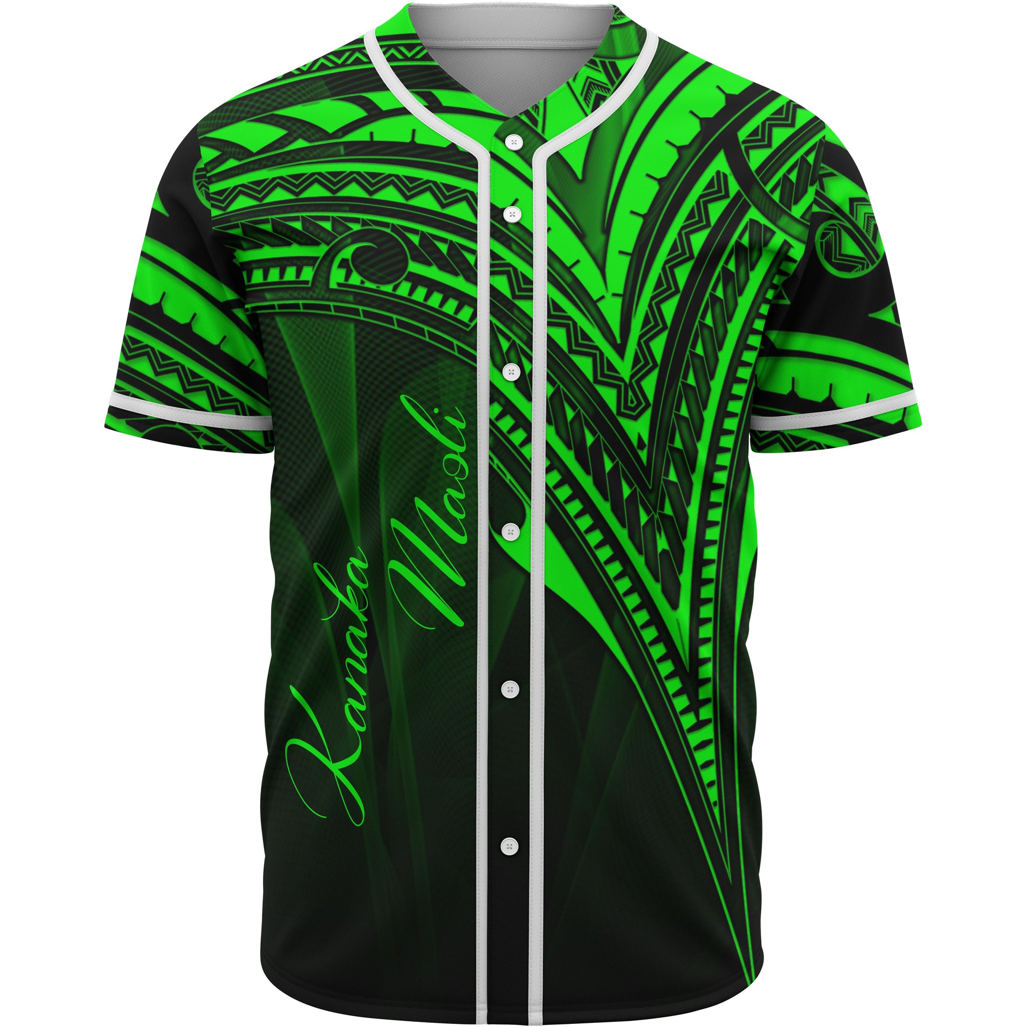 Hawaii Kanaka Maoli Baseball Shirt - Green Color Cross Style Unisex Red - Polynesian Pride