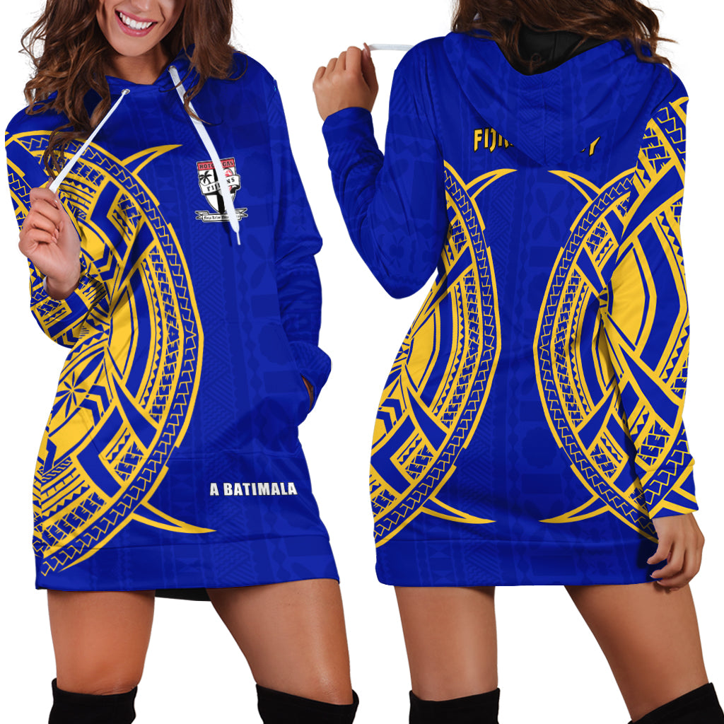 Rotorua Fijian Rugby Hoodie Dress 03 LT13 Blue - Polynesian Pride