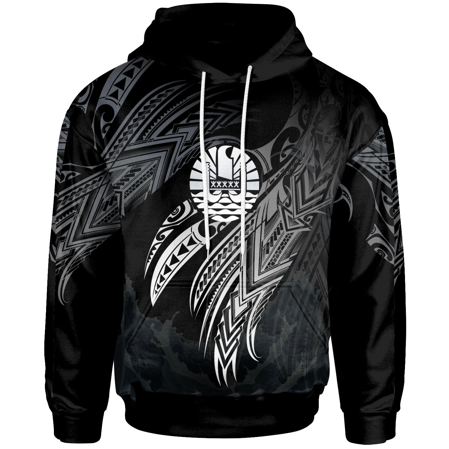 Tahiti Polynesian Hoodie Legend White Version Unisex Black - Polynesian Pride