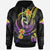 Papua New Guinea Custom Hoodie Plumeria Flowers with Spiral Patterns Unisex Black - Polynesian Pride