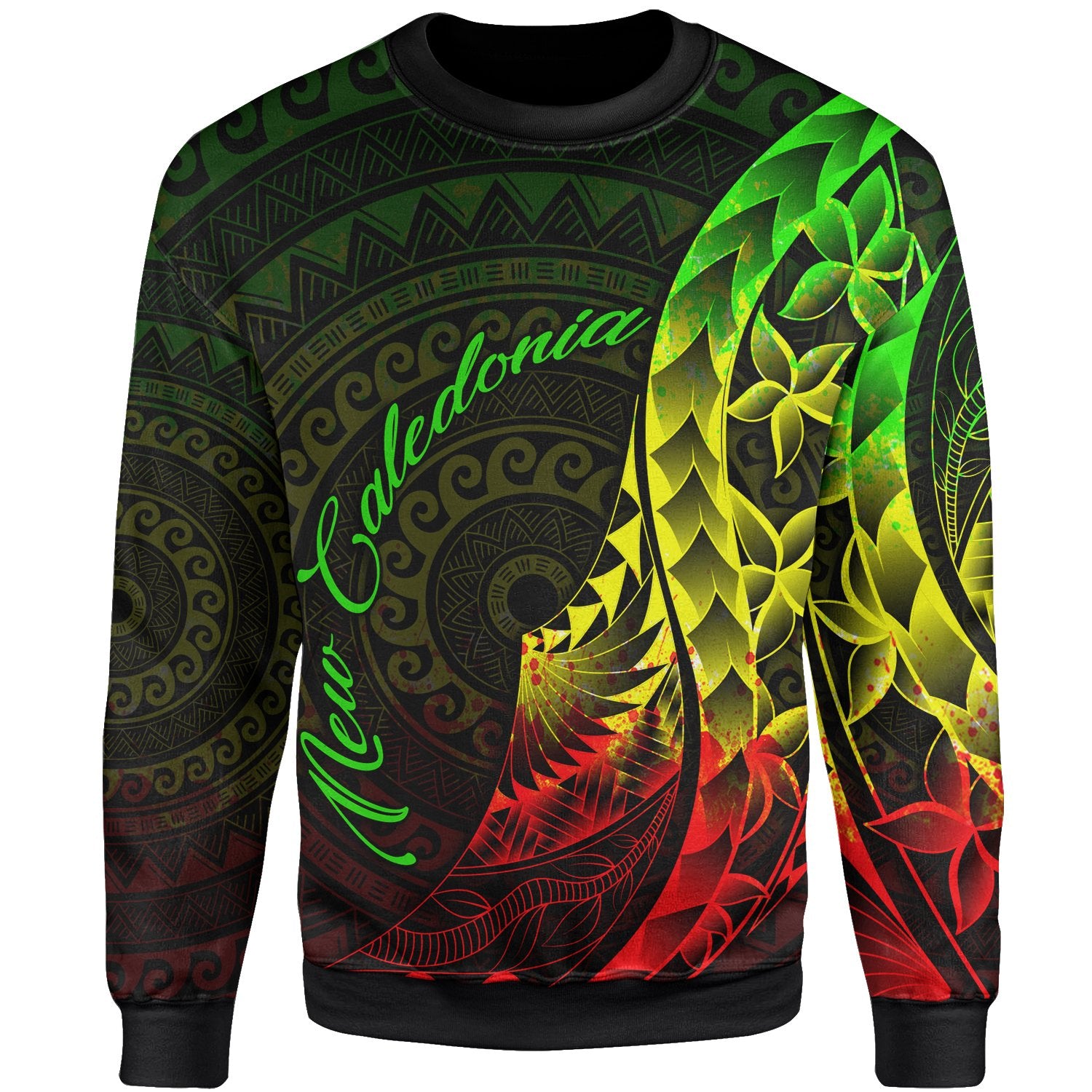 New Caledonia Sweatshirt - Polynesian Pattern Style Reggae Color Unisex Reggae - Polynesian Pride