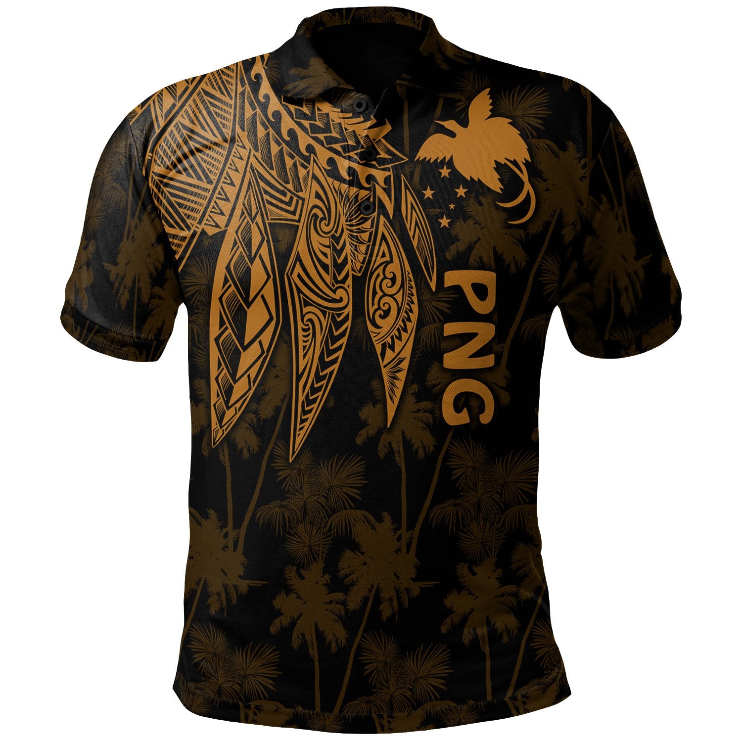 Papua New Guinea Polo Shirt Polynesian Wings (Golden) Unisex Golden - Polynesian Pride
