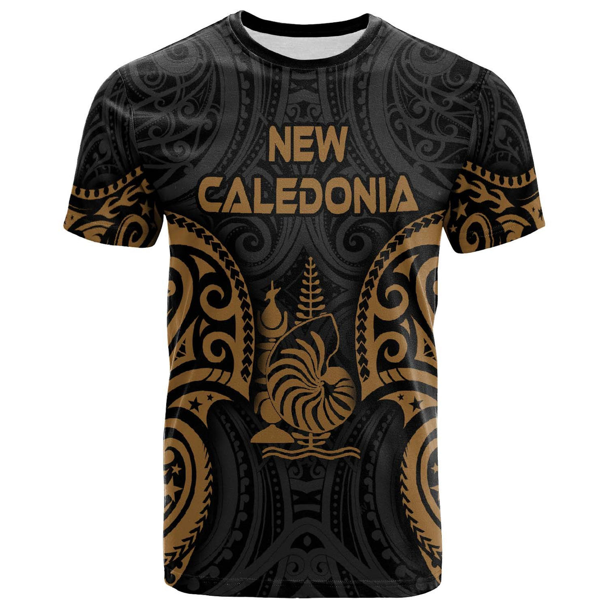 New Caledonia Polynesian T Shirt NC Spirit Gold Unisex Gold - Polynesian Pride