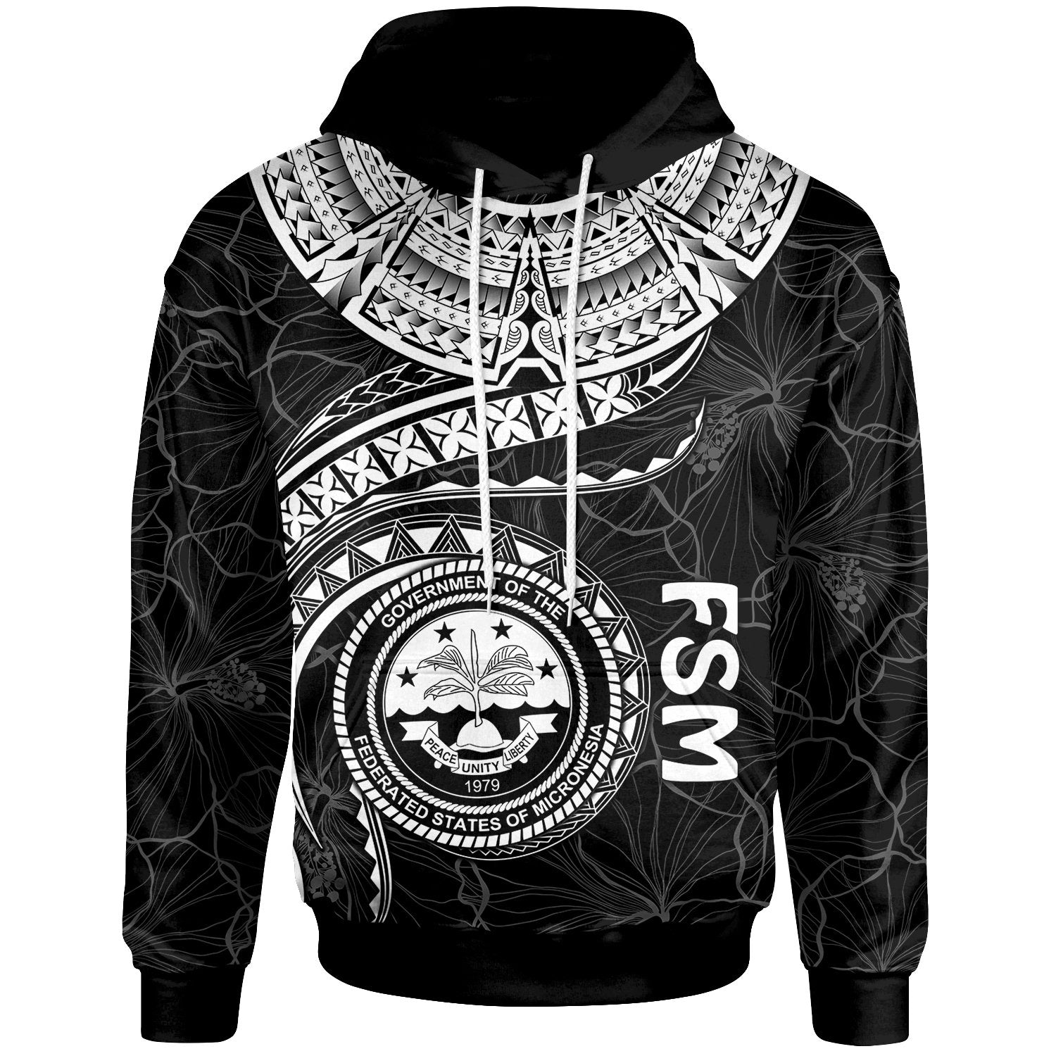 Federated States of Micronesia Polynesian Hoodie FSM Waves (White) Unisex White - Polynesian Pride