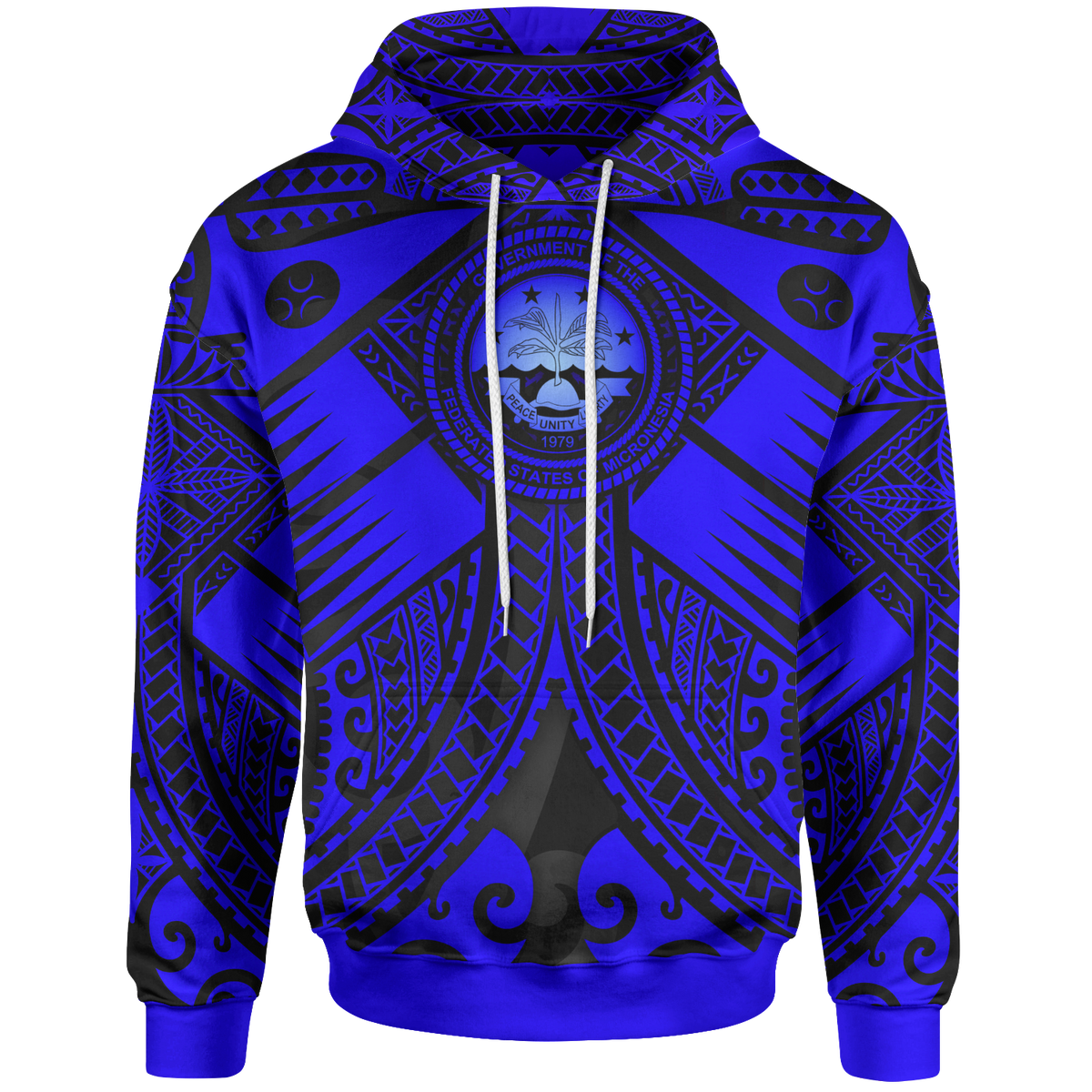FSM Hoodie Blue Seal with Polynesian Tattoo Unisex Blue - Polynesian Pride