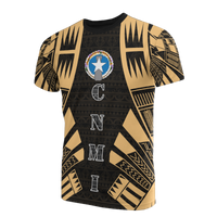 Northern Mariana Islands T Shirt C N M I FLag Polynesian Tattoo Gold Style Unisex Black-Gold - Polynesian Pride