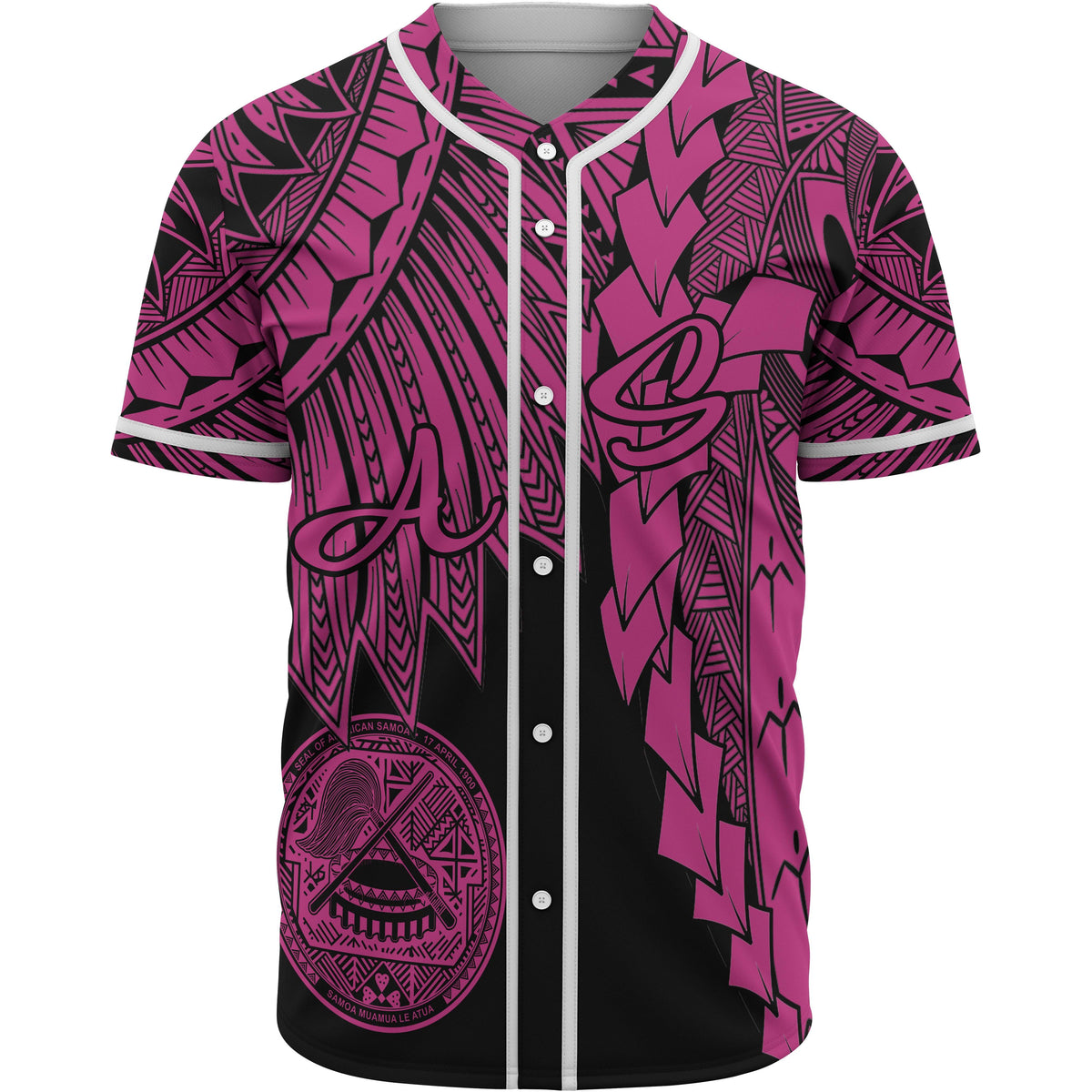 American Samoa Polynesian Baseball Shirt - Tribal Wave Tattoo Pink Unisex Pink - Polynesian Pride
