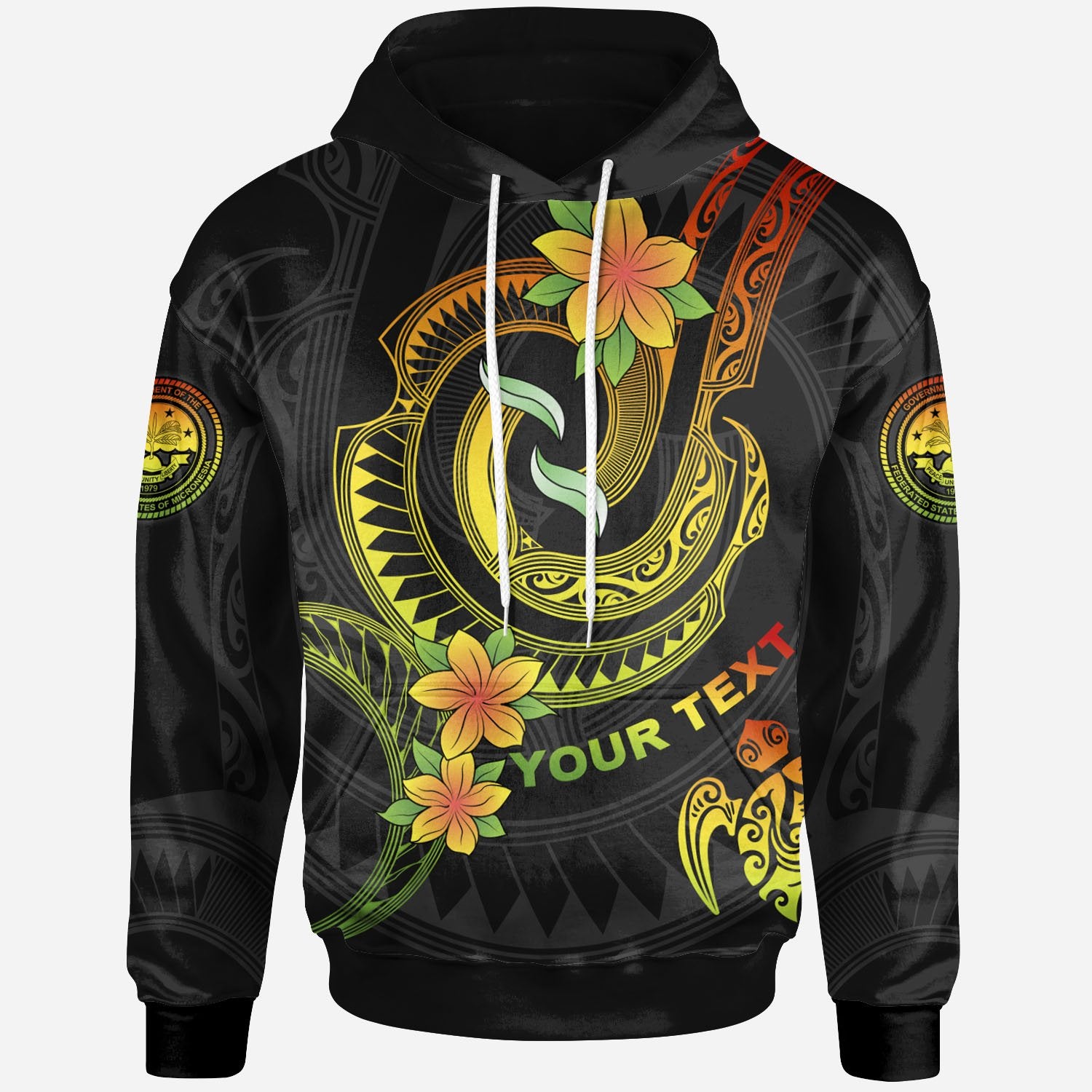 Federated States of Micronesia Custom Hoodie Reggae Plumeria Flowers with Spiral Patterns Unisex Reggae - Polynesian Pride