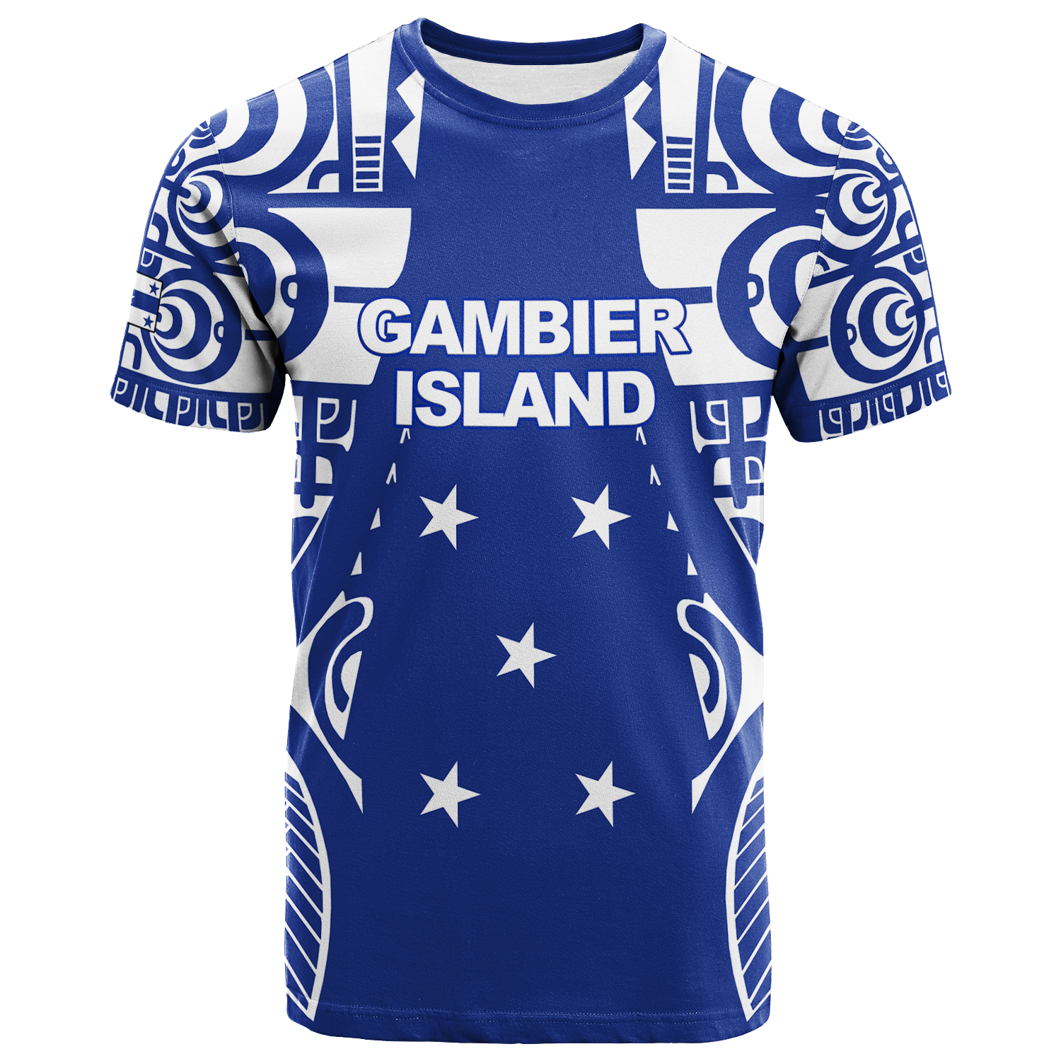Gambier Islands Tribal Tattoo T Shirt LT12 Unisex Blue - Polynesian Pride