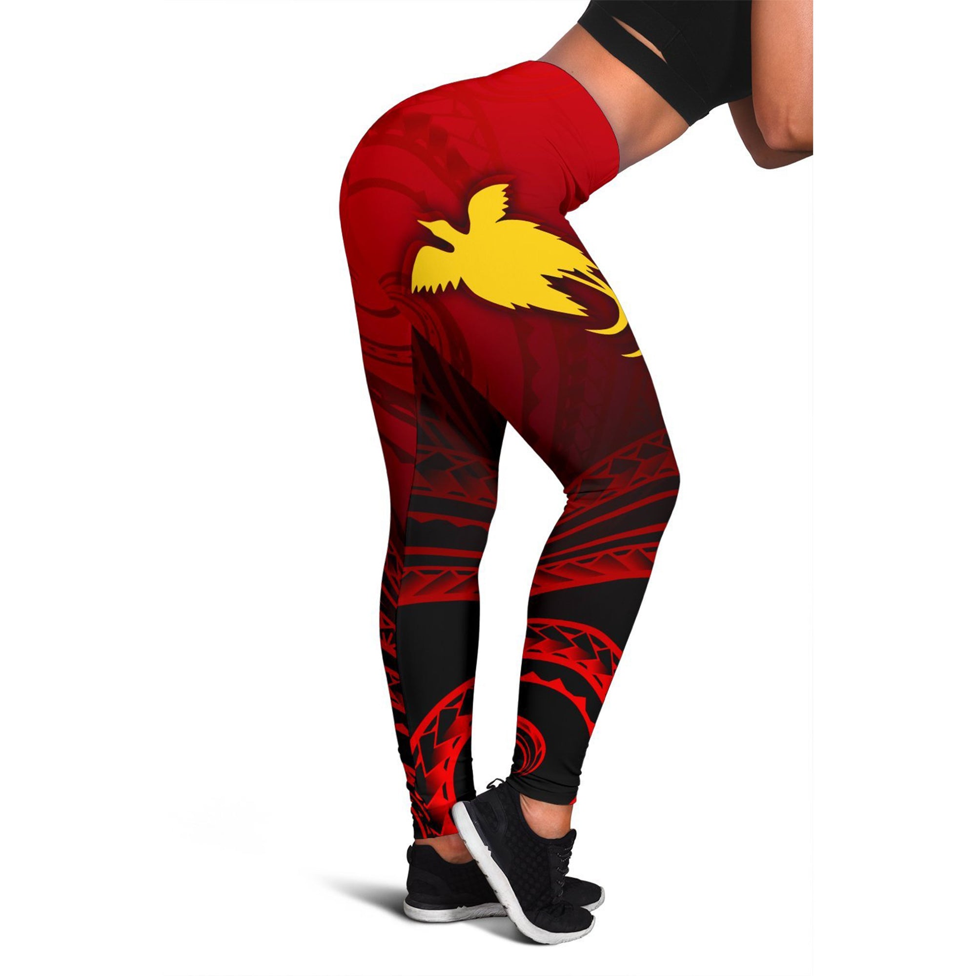 Papua New Guinea Women's Leggings - Raggiana Bird of Paradise Polynesian Patterns Red - Polynesian Pride