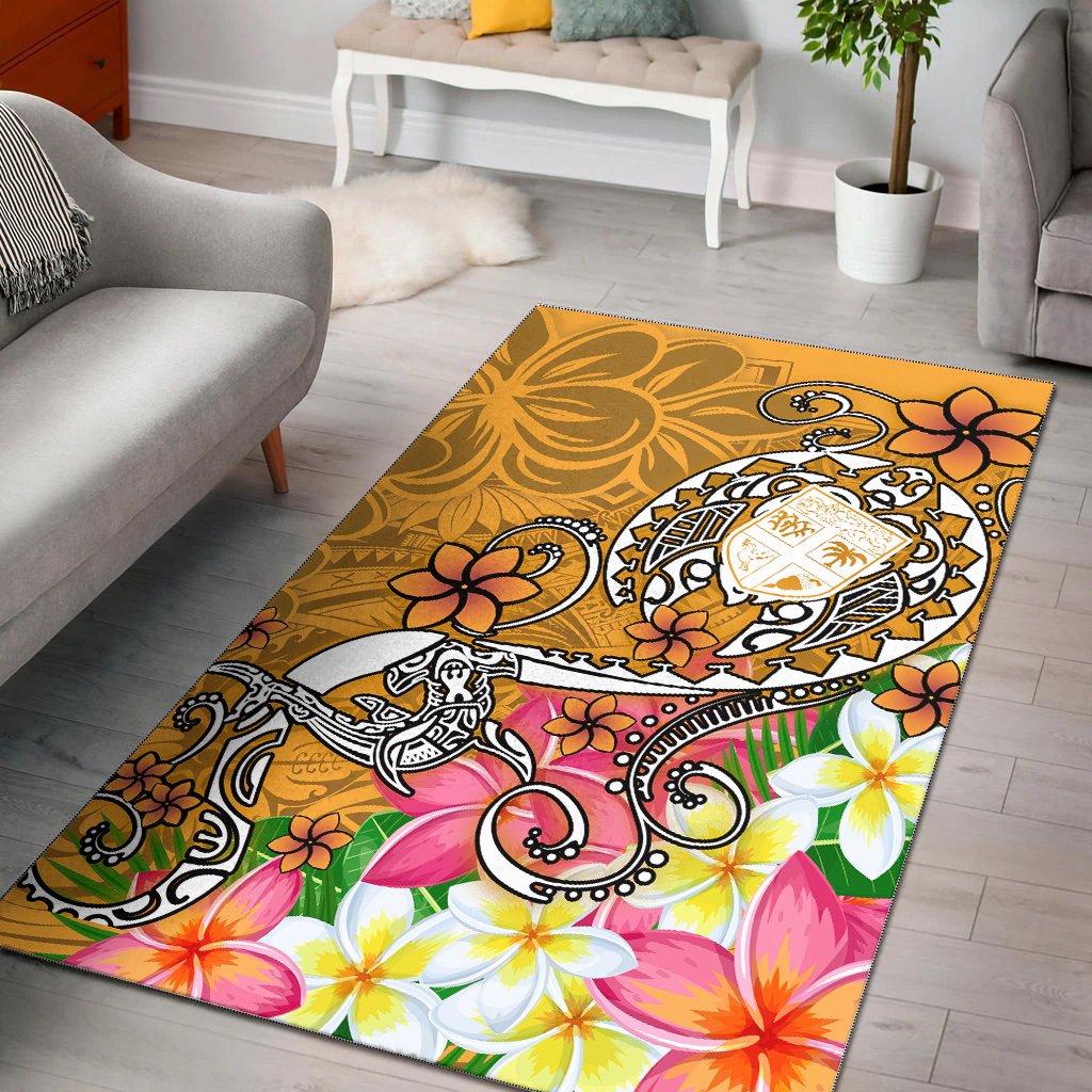 Fiji Area Rug - Turtle Plumeria (Gold) Gold - Polynesian Pride