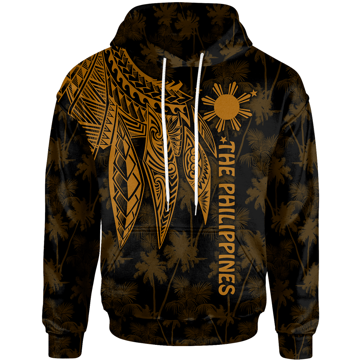 The Philippines Hoodie Polynesian Wings (Golden) Golden - Polynesian Pride