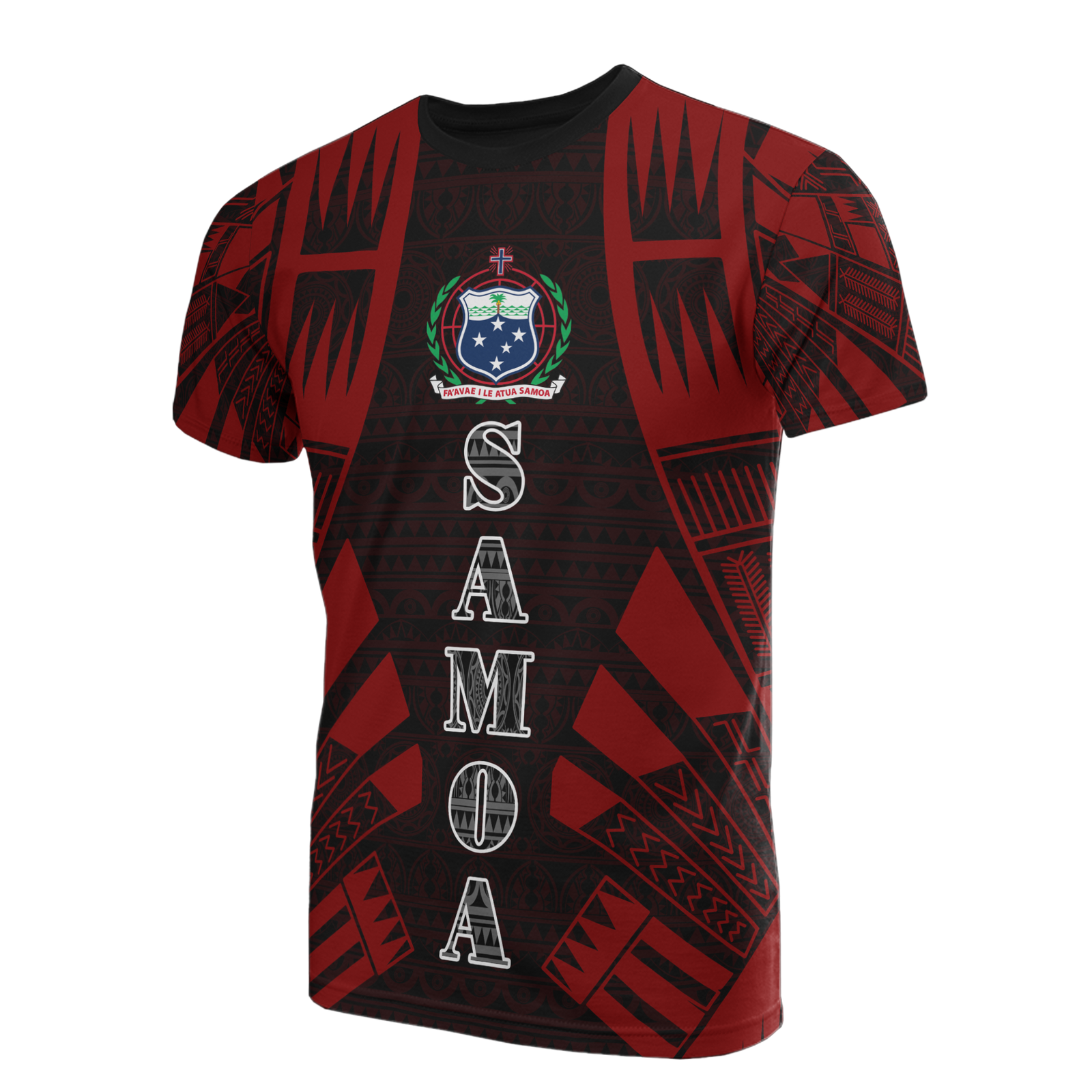 Samoa T Shirt Samoan Coat of Arms Polynesian Tattoo Red Style Unisex Red - Polynesian Pride