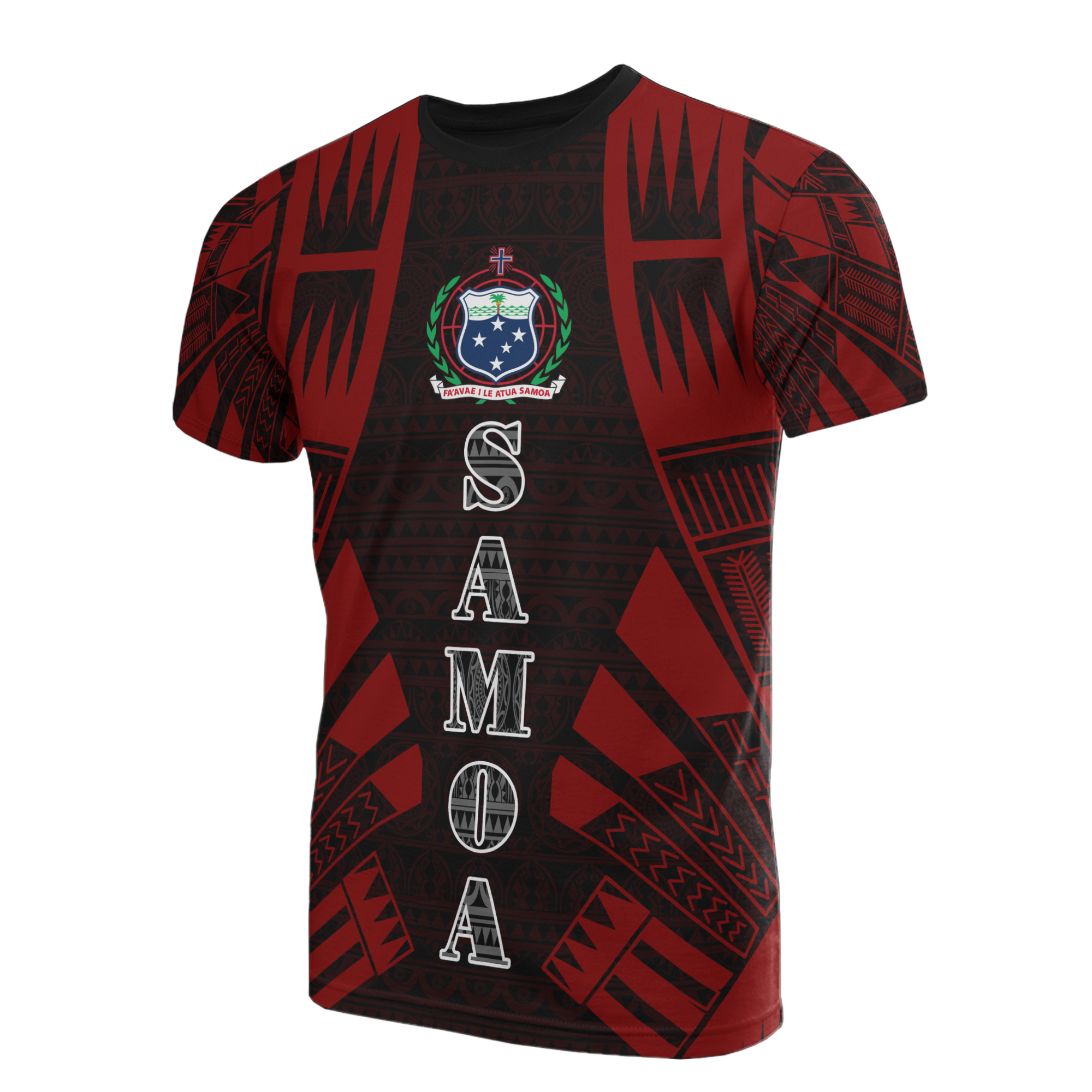 Samoa T Shirt Samoan Coat of Arms Polynesian Tattoo Red Style Unisex Red - Polynesian Pride