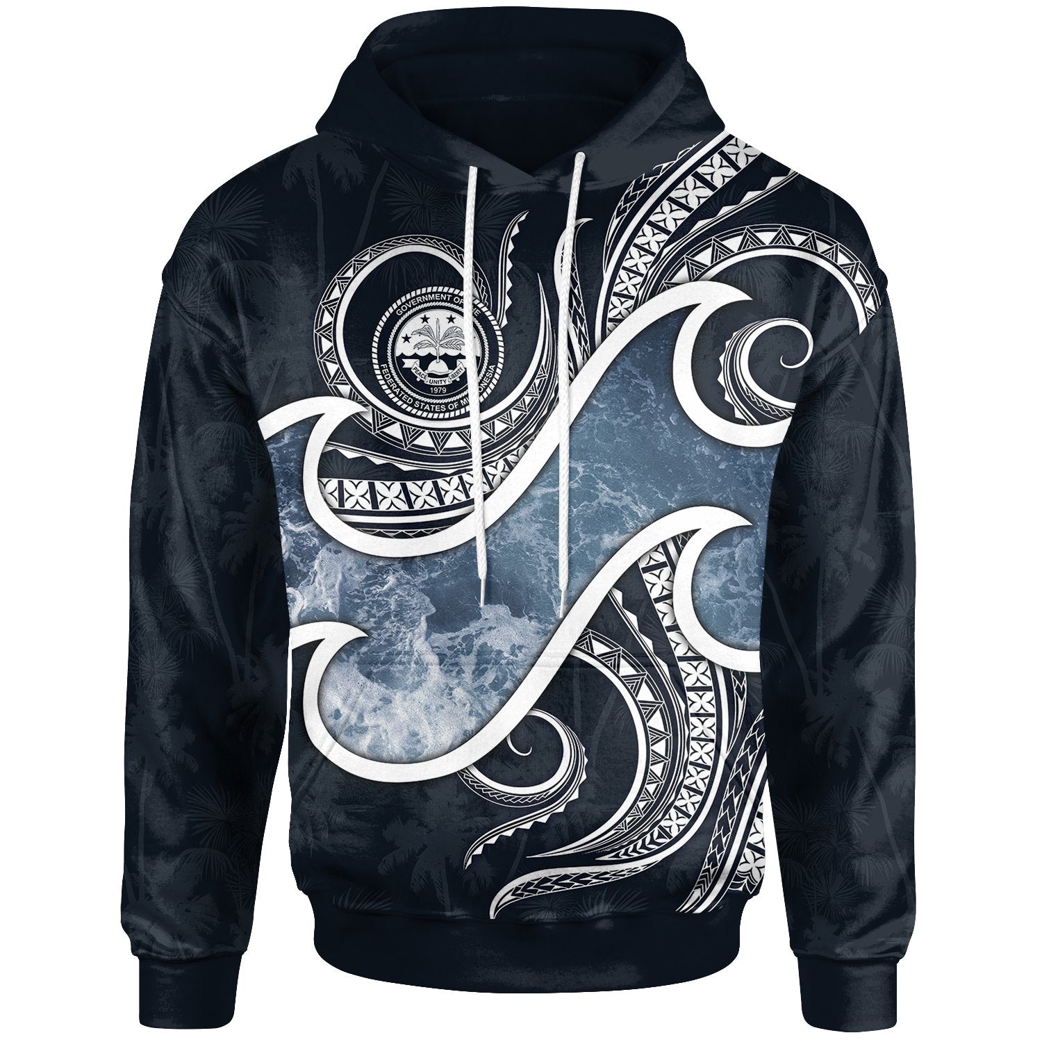 FSM Islands Polynesian Hoodie Ocean Style Unisex Blue - Polynesian Pride