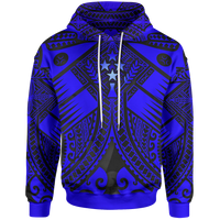 Kosrae Hoodie Blue Seal with Polynesian Tattoo Unisex Blue - Polynesian Pride