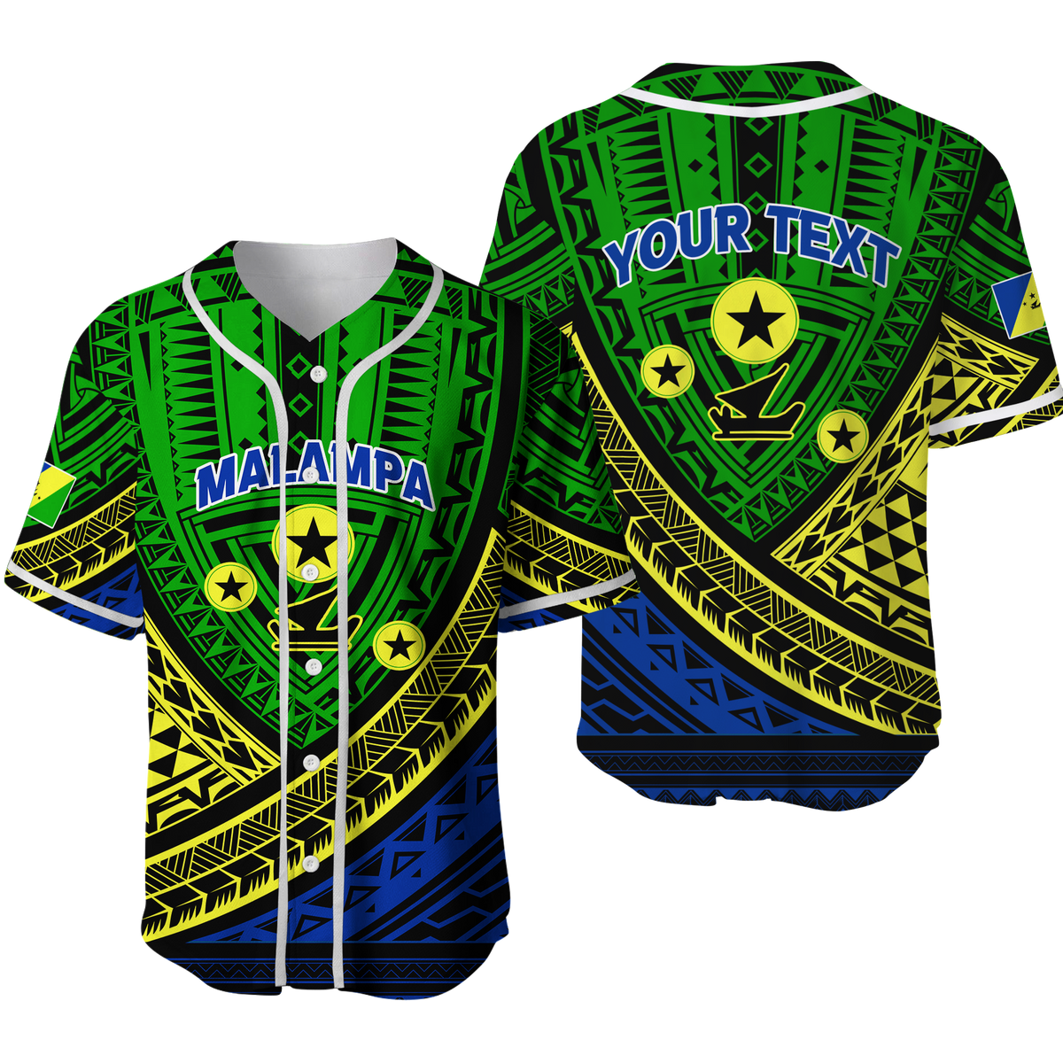 (Custom Personalised) Vanuatu Malampa Province Tribal Pattern Baseball Jersey - LT12 Unisex Green - Polynesian Pride