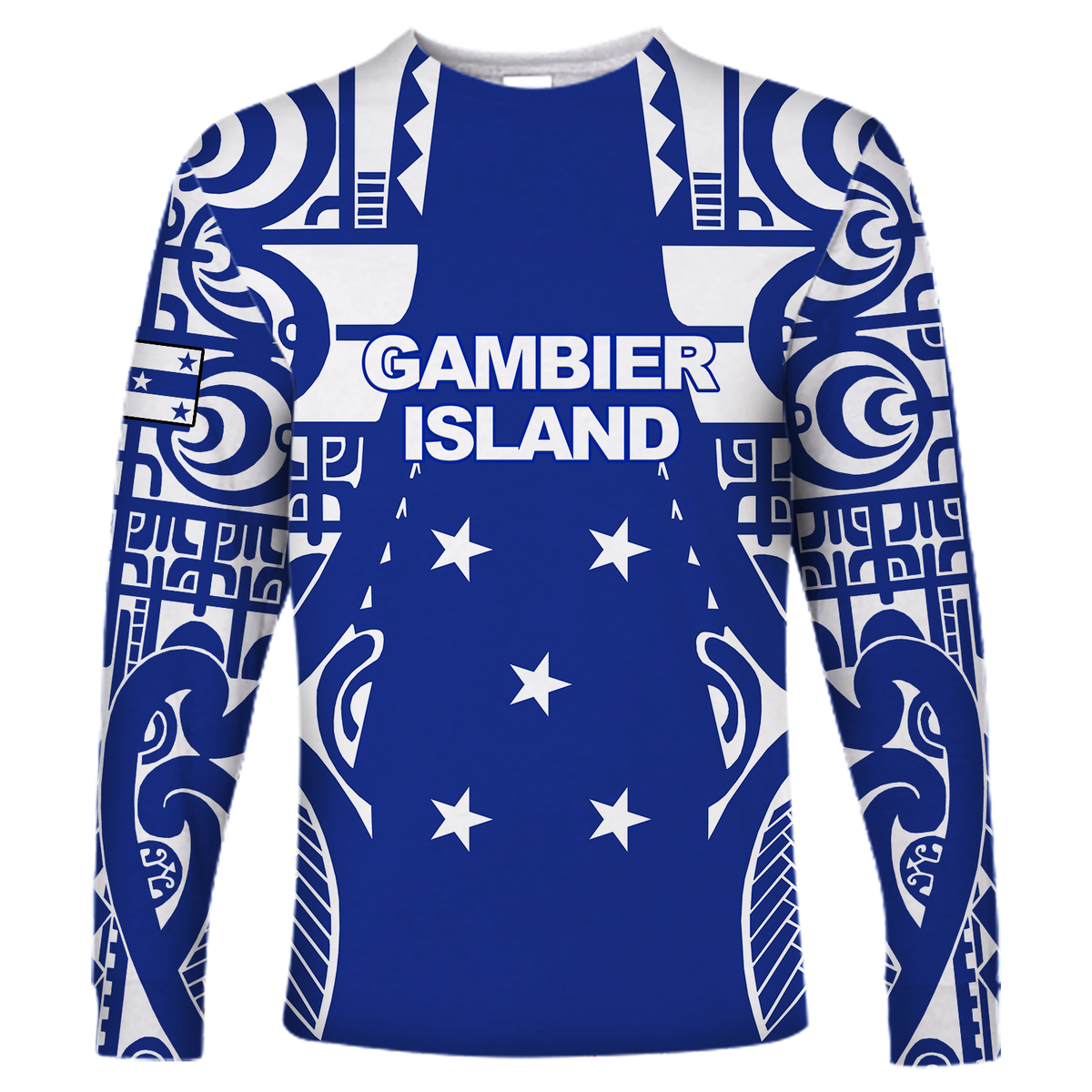 Gambier Islands Tribal Long Sleeve Shirt - LT12 Unisex Blue - Polynesian Pride
