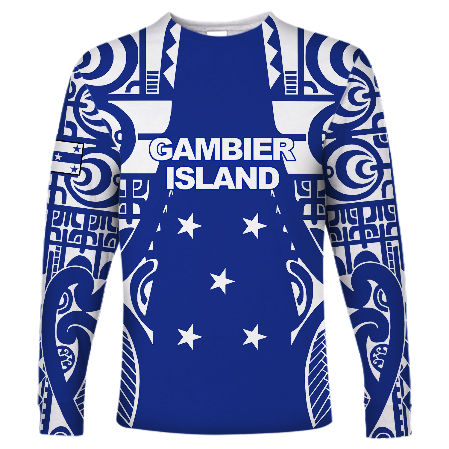 Gambier Islands Tribal Long Sleeve Shirt - LT12 Unisex Blue - Polynesian Pride