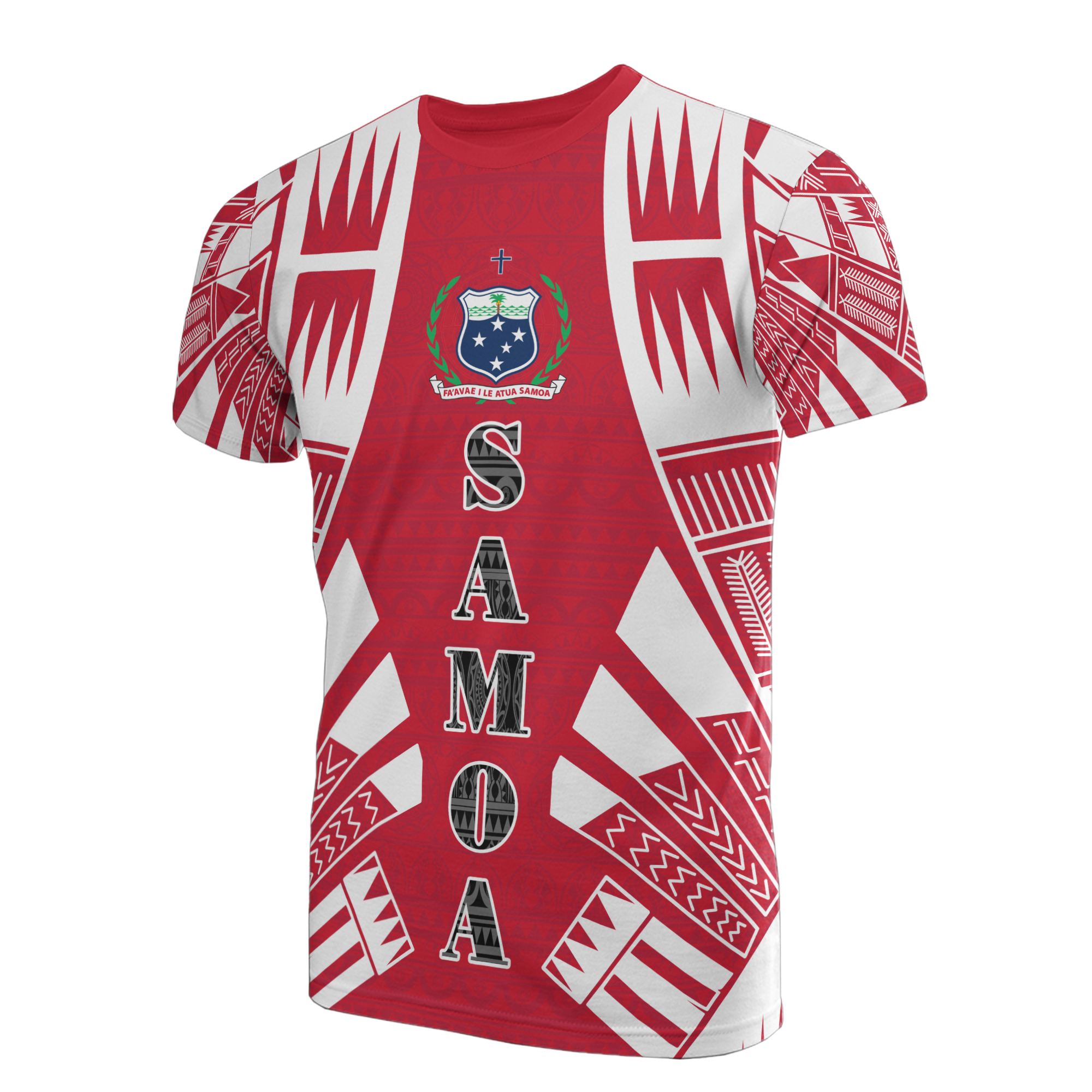 Samoa T Shirt Samoan Coat of Arms Polynesian Tattoo Red Style Unisex Red - Polynesian Pride