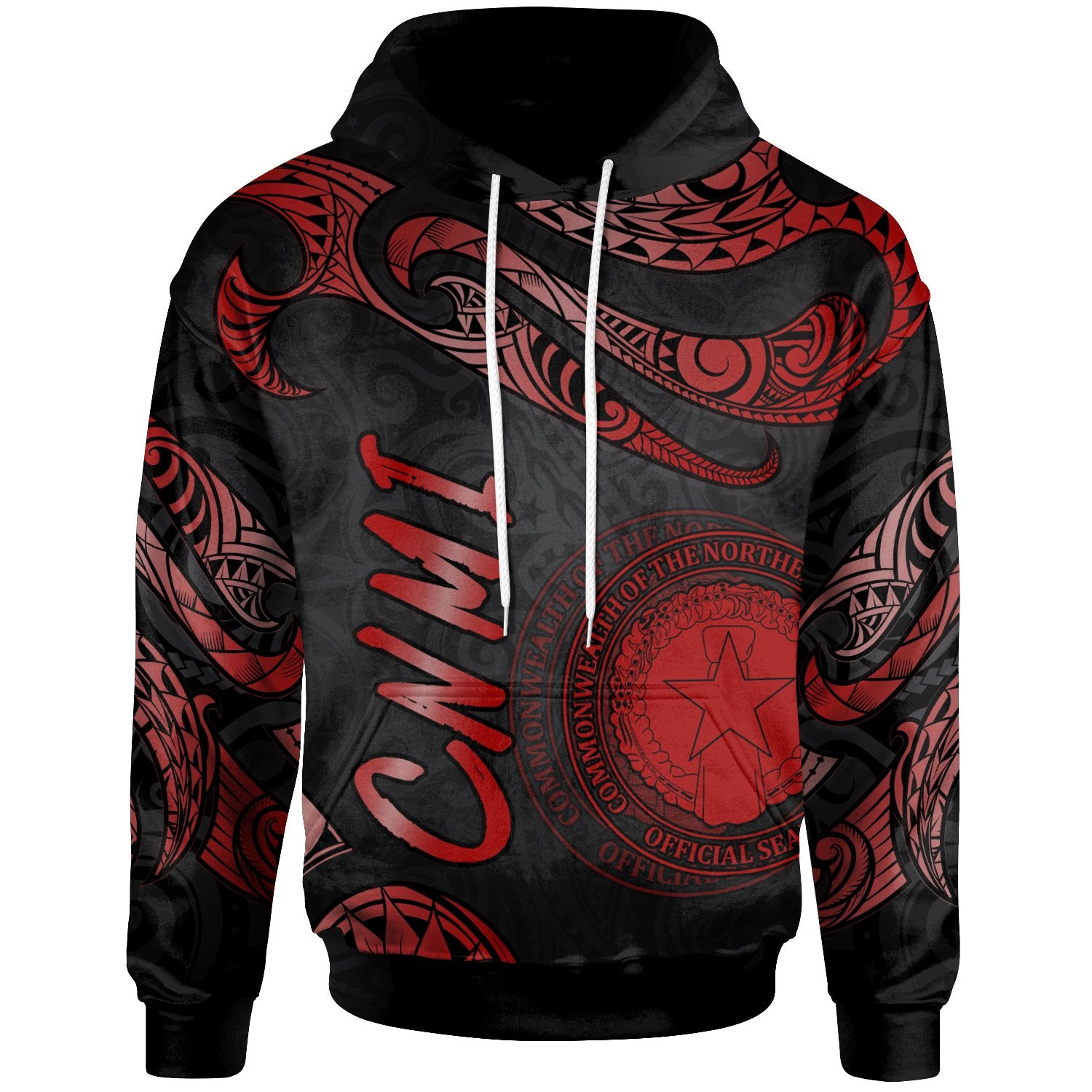 Northern Mariana Islands Hoodie Polynesian Tattoo Red Version Unisex Red - Polynesian Pride