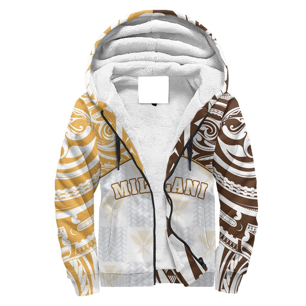 Hawaii Sherpa Hoodie - Kanaka Mililani High School Sherpa Hoodie Demodern Style AH White - Polynesian Pride