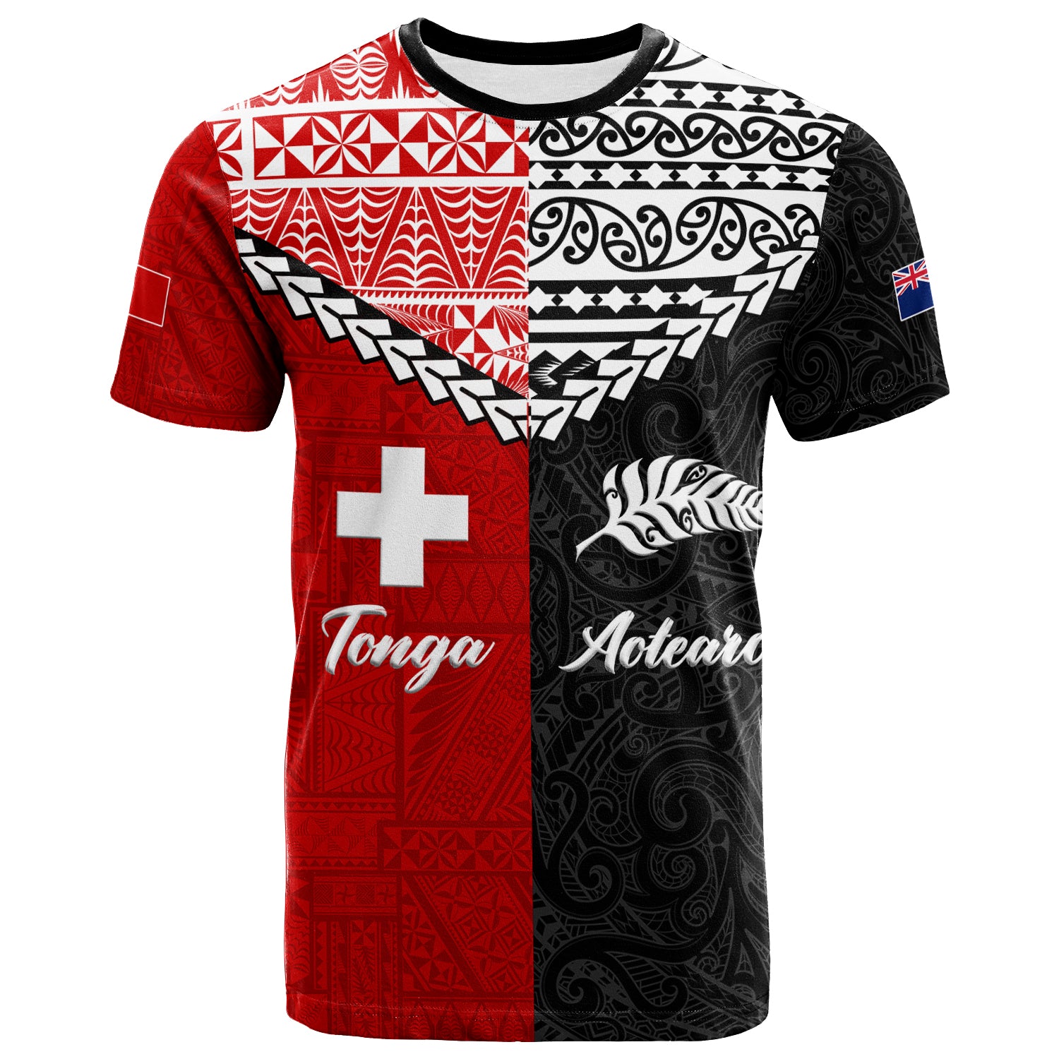 Tonga Combine New Zealand Maori Aotearoa Heritage T Shirt LT12 Unisex Red - Polynesian Pride