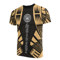 American Samoa T Shirt American Samoan Seal Polynesian Tattoo Gold Style Unisex Black-Gold - Polynesian Pride