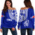 Tonga Women Off Shoulder Sweater Tongan Blue Turtle - LT12 Women Off Shoulder Sweater Blue - Polynesian Pride