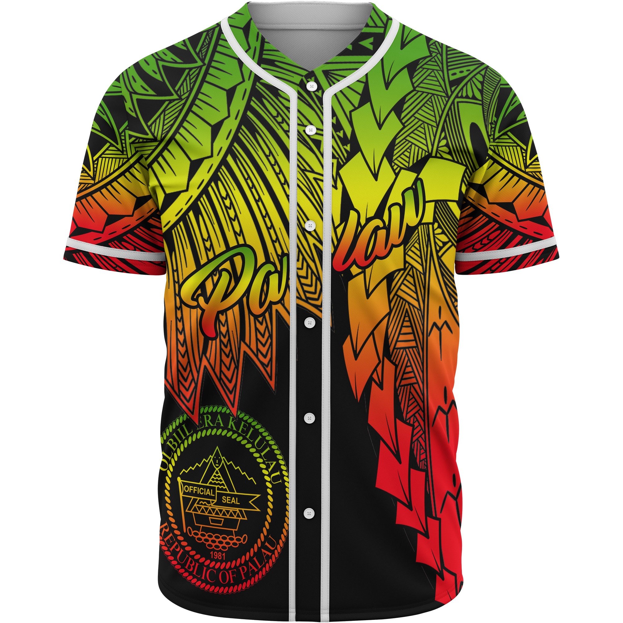 Palau Polynesian Baseball Shirt - Tribal Wave Tattoo Reggae Unisex Reggae - Polynesian Pride