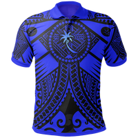 Chuuk Polo Shirt Blue Seal with Polynesian Tattoo Unisex Blue - Polynesian Pride
