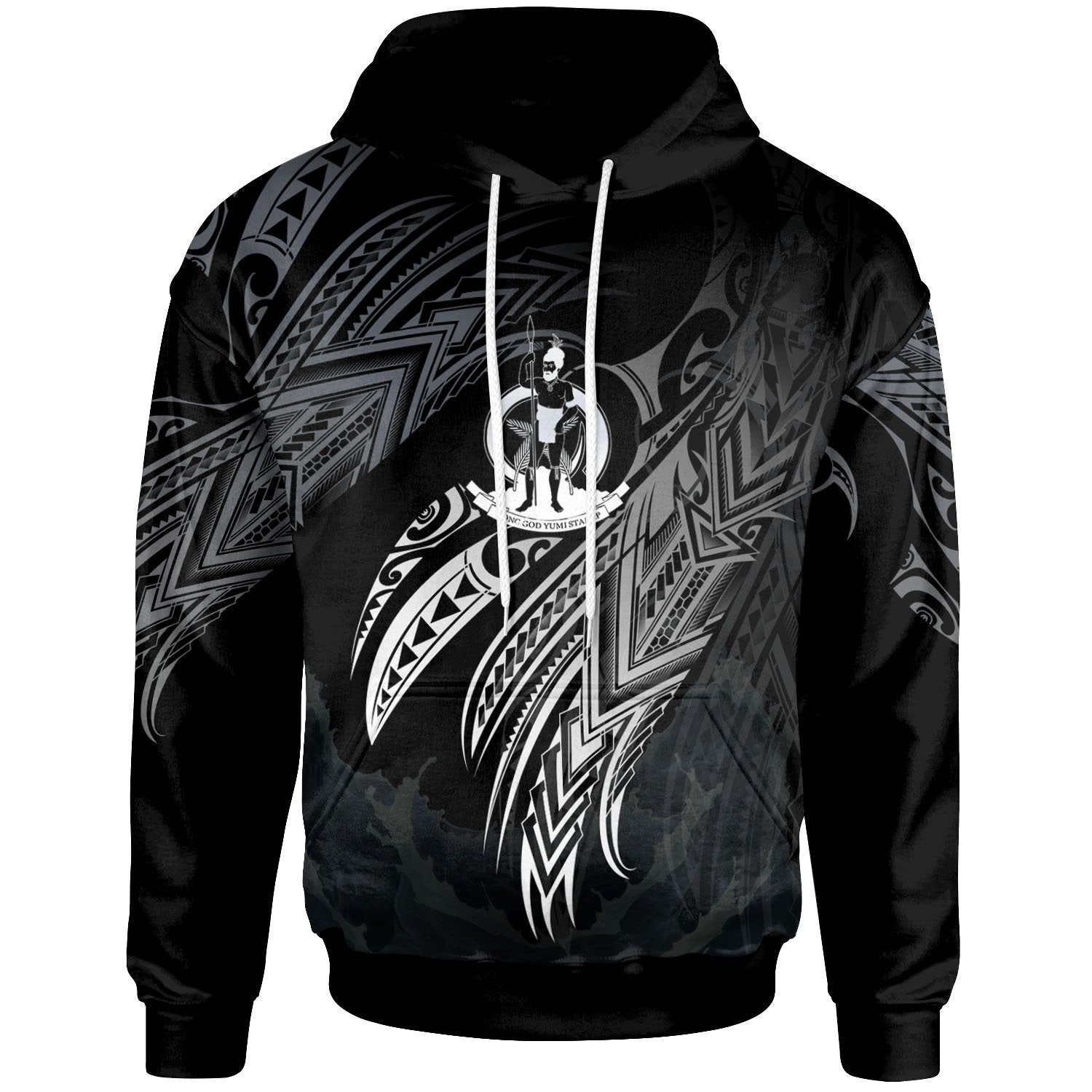 Vanuatu Polynesian Hoodie Legend White Version Unisex Black - Polynesian Pride